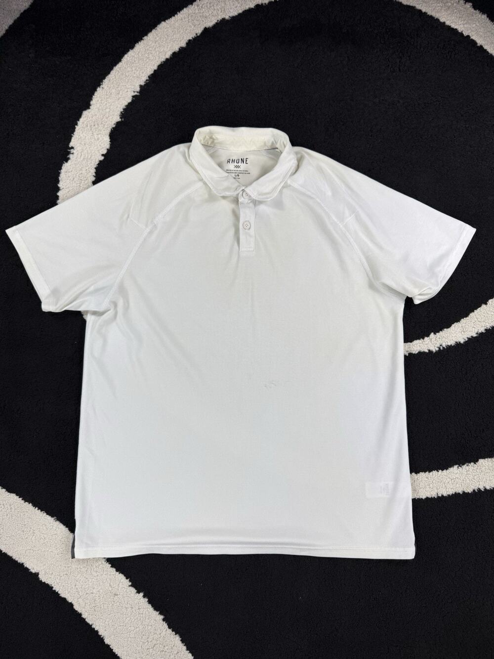RHONE Men's Cream Performance Polo Shirt Size Large Delta Pique Golf